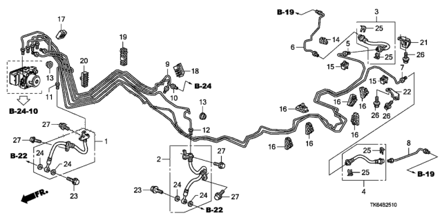2009 Honda Fit Clip, Brake Pipe Diagram for 46396-TF0-003