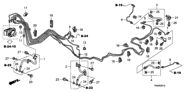 2009 Honda Fit Hose Set, Left Rear Brake Diagram for 01468-TF0-000