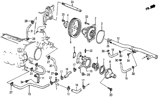 1985 Honda Prelude Joint, Breather Four-Way Diagram for 17373-PJ0-660