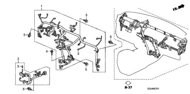 2011 Honda Pilot Wire Harness, Instrument Diagram for 32117-SZA-A60