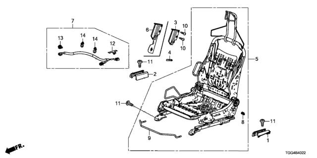 2017 Honda Civic Front Seat Components (Passenger Side) (Manual Seat) Diagram