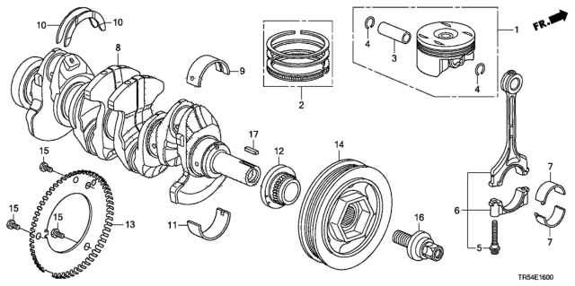 2015 Honda Civic Bearing A, Connecting Rod (Black) (Taiho) Diagram for 13211-RNE-A01