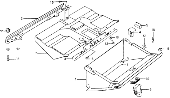 1977 Honda Accord 3 Door STD KA HMT Glove Box Diagram