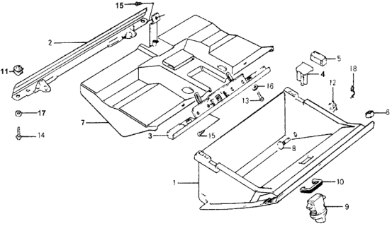 1977 Honda Accord Stay, Glove Box (Upper) Diagram for 66406-671-000