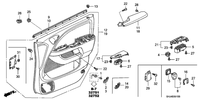 2007 Honda Odyssey Front Door Lining Diagram