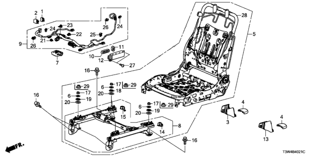 2017 Honda Accord Hybrid Front Seat Components (Passenger Side) (Power Seat) (TS Tech) Diagram