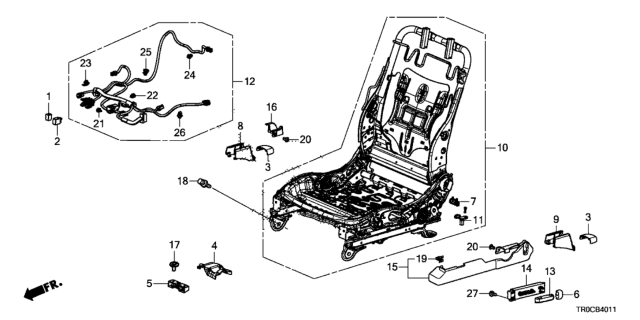 2015 Honda Civic Front Seat Components (Driver Side) (Power Seat) Diagram