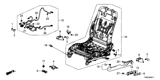 2015 Honda Civic Frame, L. FR. Seat Diagram for 81526-TR6-L72