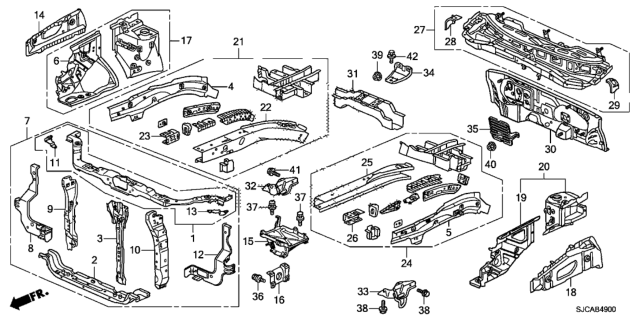 2014 Honda Ridgeline Frame, R. FR. Side Diagram for 60810-SJC-A01ZZ