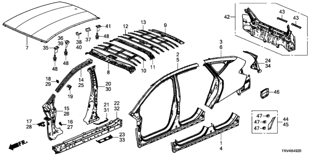 2017 Honda Clarity Electric 4 Door TRNG (CLARITY ELC) KA 1AT Outer Panel - Rear Panel Diagram