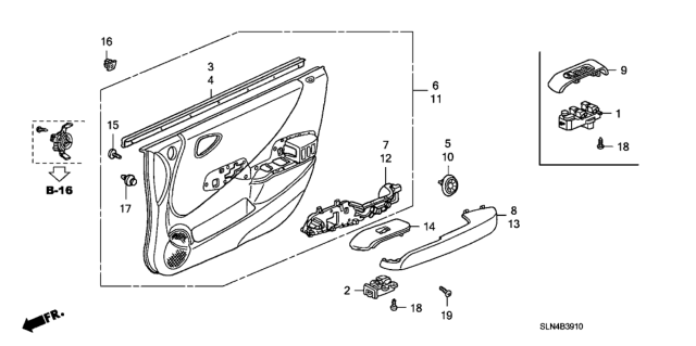 2008 Honda Fit 5 Door BASE KA 5MT Front Door Lining Diagram