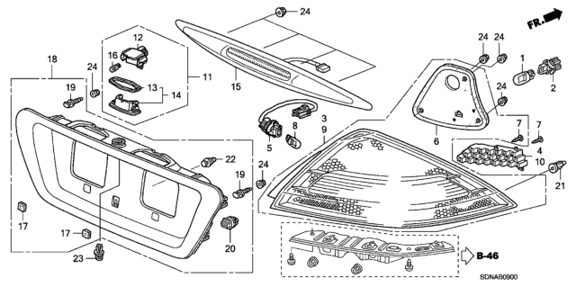 2007 Honda Accord 2 Door EXL KA 5MT Taillight - License Light Diagram