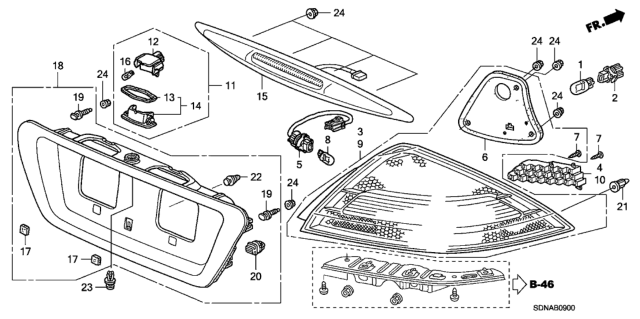 2007 Honda Accord Taillight - License Light Diagram