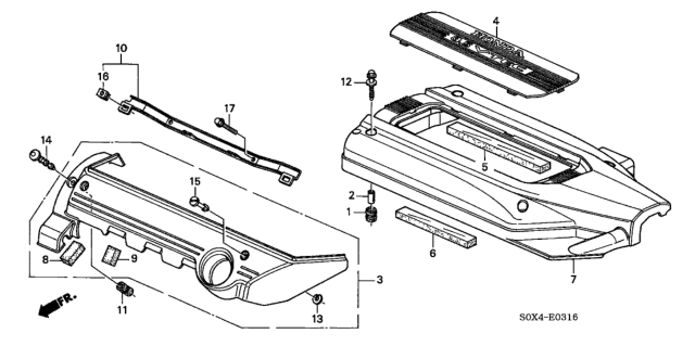 2002 Honda Odyssey 5 Door EXL (LEATHER RES) KA 5AT Intake Manifold Cover Diagram