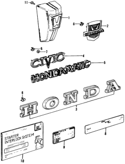 1975 Honda Civic Emblem, Rear (Civic) Diagram for 87303-634-013