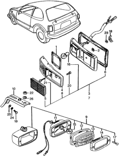 1973 Honda Civic Bracket, Back-Up Light Diagram for 34156-634-670