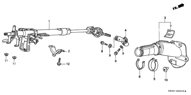 2002 Honda Accord Column Assembly, Steering Diagram for 53200-S87-A04