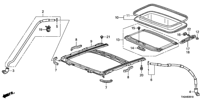 2012 Honda Accord Tube, FR. Drain (Sunroof) Diagram for 70050-TA5-A00