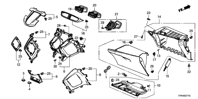 2021 Honda CR-V Hybrid Lid Assy., Center Driver *NH900L* (DEEP BLACK) Diagram for 77380-TLA-A01ZA