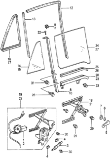 1981 Honda Accord Regulator, Right Rear Door Power Diagram for 76310-672-941