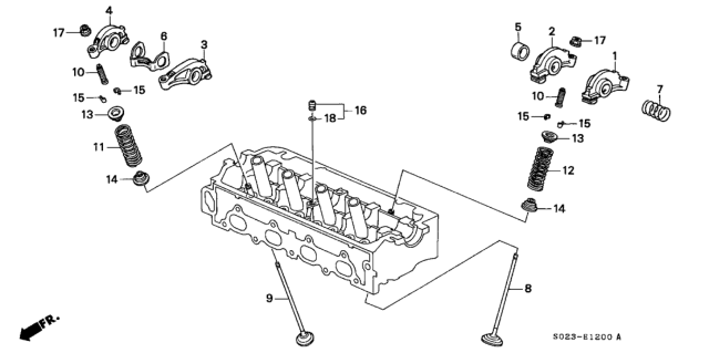 2000 Honda Civic Valve - Rocker Arm (SOHC) Diagram