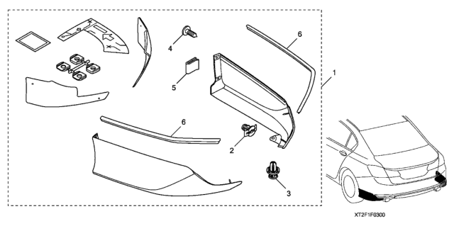 2017 Honda Accord 4 Door EX KA CVT Rear Underbody Spoiler Diagram