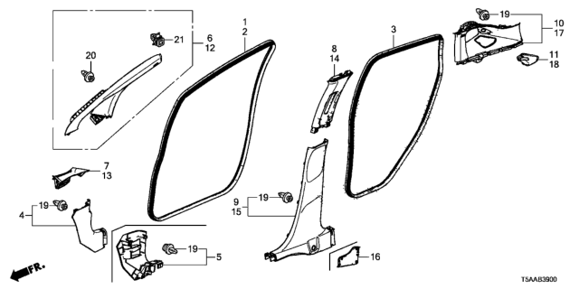 2019 Honda Fit Set Scab Clip Diagram for 91562-T5R-305
