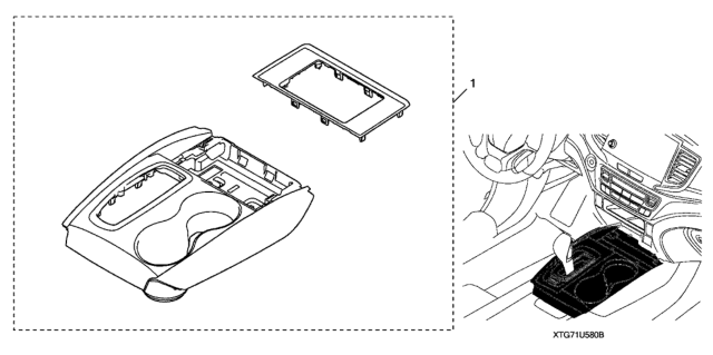 2020 Honda Pilot Wireless Pad Attachment W - Lighted Console (LO-GLS) Diagram