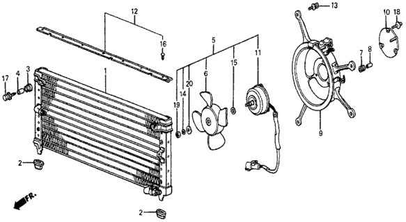 1987 Honda Prelude 2 Door DX KA 5MT A/C Air Conditioner (Condenser) Diagram