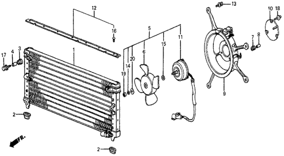 1984 Honda Prelude Condenser Assy. Diagram for 38600-SB0-66A