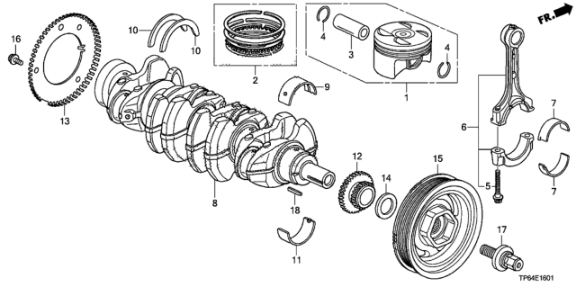 2013 Honda Crosstour 5 Door EXL (4 CYLINDER) KA 5AT Crankshaft - Piston (L4) Diagram