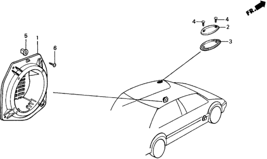 1989 Honda Civic 5 Door ** (WAGOVAN) KA 5MT Speaker Seal Bracket Diagram