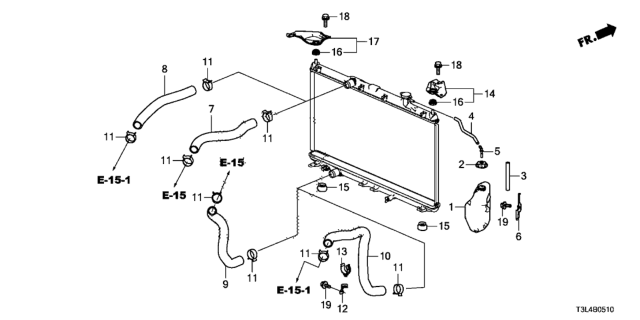 2016 Honda Accord Radiator Hose - Reserve Tank Diagram