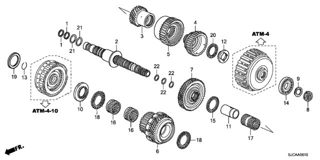 2014 Honda Ridgeline 4 Door RTL-S (SPECIAL EDITION) KA 5AT AT Secondary Shaft Diagram
