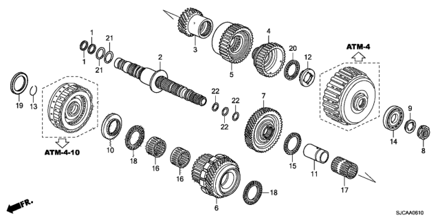 2014 Honda Ridgeline AT Secondary Shaft Diagram