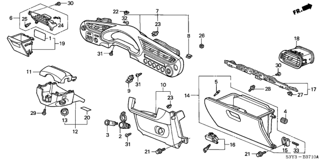 2003 Honda Insight Instrument Panel Garnish Diagram