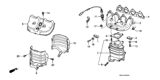1989 Honda Civic 3 Door STD KL 4MT Exhaust Manifold Diagram