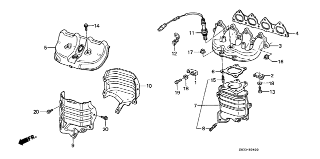 1988 Honda Civic Manifold, Exhuast Diagram for 18100-PM3-000