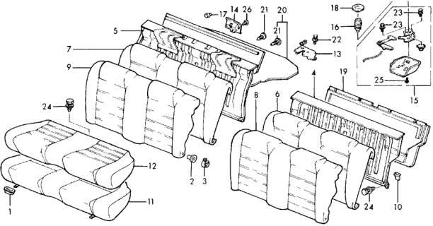 1988 Honda Accord 2 Door LXI KA 5MT Rear Seat Diagram