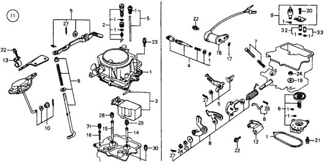 1978 Honda Civic Opener Set, Throttle Diagram for 16043-634-671