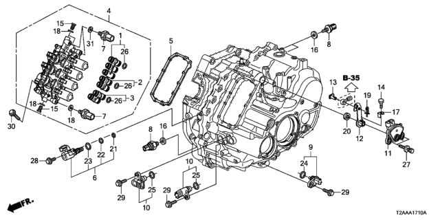 2017 Honda Accord AT Sensor - Solenoid - Secondary Body (V6) Diagram