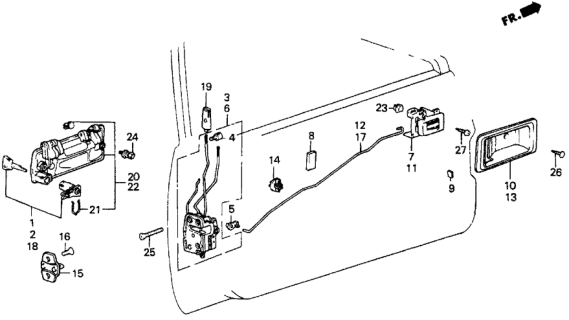 1987 Honda Civic Lock Assembly, Left Front Door Diagram for 75450-SB6-661