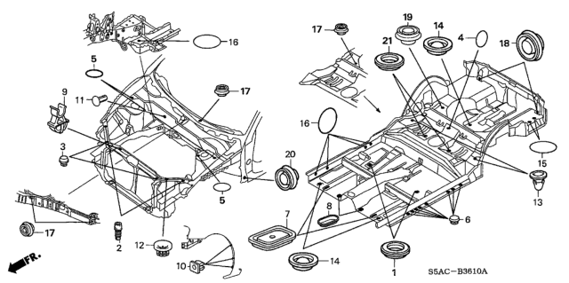 2005 Honda Civic Grommet (Front) Diagram