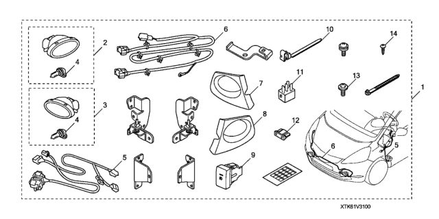 2013 Honda Fit 5 Door FIT (SAYAMA PLANT) KA 5MT Foglight Kit Diagram