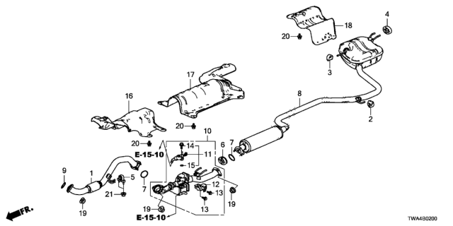 2019 Honda Accord Hybrid Muffler, Exhuast Diagram for 18307-TWA-A07