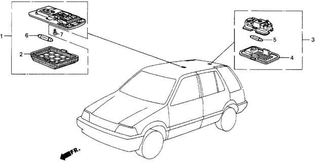 1987 Honda Civic 5 Door 4WD KL 5MT Interior Light Diagram