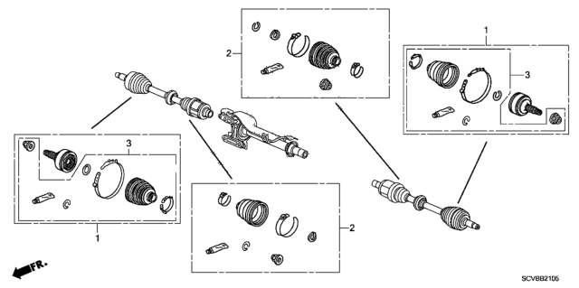 2011 Honda Element Front Driveshaft Set Short Parts Diagram