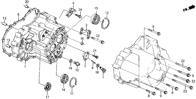 1989 Honda Accord AT Transmission Housing Diagram