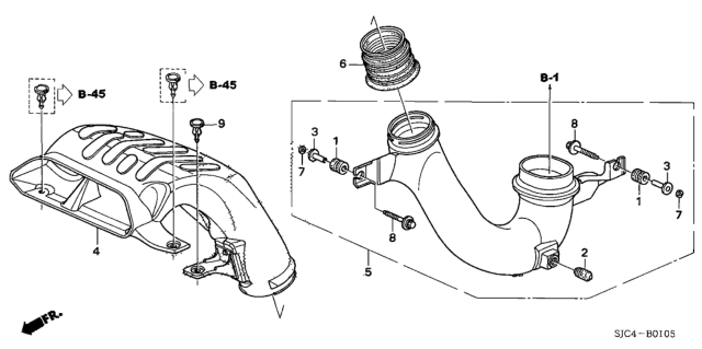 2006 Honda Ridgeline 4 Door RTS KA 5AT Air Intake Tube Diagram