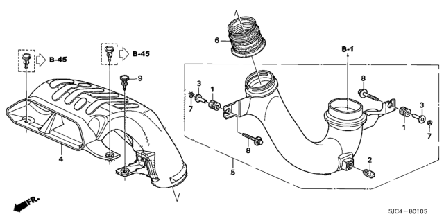 2006 Honda Ridgeline Tube Assembly A, Air Inlet Diagram for 17245-RJE-A00